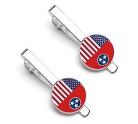 U.S And Tennessee State Flag Trendy Tie Clips for Men Silver Tie Bar Pin Jewelry for Wedding Anniversary Birthday