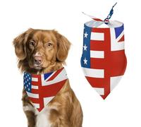 U.S. And Union Jack Flag Cute Dog Bandanna Scarf Printed Adjustable Triangle Pet Kerchief for Dogs And Cats