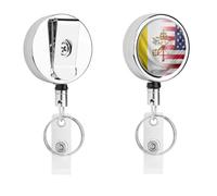 U.S. and Vatican Flag Cute Metal Badge Holder Retractable Clip ID Card Name Tag Badge Reels for Work