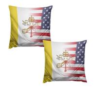 U.S. And Vatican Flag Printed Pillow Covers 2pcs Plush Soft Throw Pillow Cases for Living Room Couch Bed Sofa 26 "x26