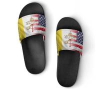 U.S. And Vatican Flag Trendy Shower Shoes for Women Men Non Slip Quick Drying Slippers Bathroom Sandals Summer