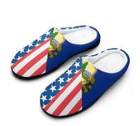 U.S. And Vermont State Flag Women's Slippers Cotton Warm House Shoes with Rubber Anti-Slip Sole Slip On for Home Outdoor 9-10(40-41)