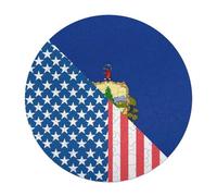 U.S. And Vermont State Flag Wooden Jigsaw Puzzles for Adults Funny Intelligent Games Round Home Decor Artwork
