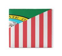 U.S. and Washington State Flag Leather Bifold Wallet for Men Slim Card Cases with 2 Slots Minimalist Coin Purs