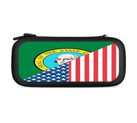 U.S. and Washington State Flag Protective Carrying Case for Switch Travel Cases Cover with Game Card Bag