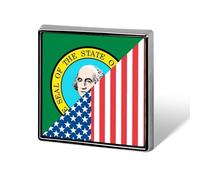 U.S. And Washington State Flag Square Shape Brooches Pins Lightweight Metal Lapel Pin Memorial Badges Jewelry Gift