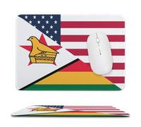 U.S. And Zimbabwe Flag Non-Slip Mouse Pads Rubber Base Mouse Mat for Desktop Home Office 7.9"x9.4"