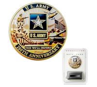 U.S. Army 250th Anniversary Challenge Coin 1.77" Gold-Plated High-Relief Zinc Alloy Collectible with Gift Box, Capsule, Display Stand & Info Card - Soldier and Veteran Gift (U.S. Army)