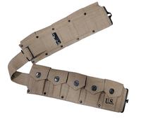 U.S. Army M1923 Cartridge WWII Springfield M1 Garand 10 Pocket Canvas Ammunition Belt Khaki