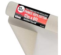 U.S. Art Supply 12" Wide x 2 Yards (6 Feet) Long Unstretched Canvas Roll - 100% Cotton, 12-Ounce Triple Primed Gesso, Acid-Free - Pro Artist Quality, Oil & Acrylic Painting, Murals - Cut To Frame Size