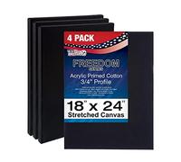 U.S. Art Supply 18 x 24 inch Stretched Canvas 12-Ounce Primed 4-Pack - Professional Black Blank 3/4" Profile Heavy-Weight Gesso Acid Free Bulk Pack - Painting, Acrylic Pouring, Oil Paint