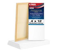 U.S. Art Supply 4 x 12 inch Stretched Canvas 12-Ounce Primed 6-Pack -