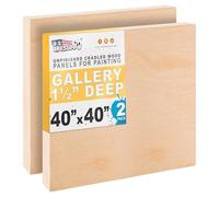 U.S. Art Supply 40" x 40" Unfinished Cradled Wood Panels for Painting, Gallery 1-1/2" Deep (2 Pack) - Artist Depth Wooden Wall Canvases - Mixed-Media Craft, Acrylic, Oil, Encaustic, Paint Pouring