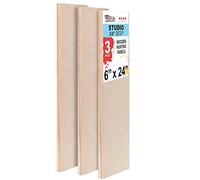 U.S. Art Supply 6" x 24" Birch Wood Paint Pouring Panel Boards, Studio 3/4" Deep Cradle (Pack of 3) - Artist Wooden Wall Canvases - Painting Mixed-Media Craft, Acrylic, Oil, Watercolor, Encaustic