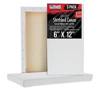 U.S. Art Supply Long Stretched Canvas for Painting 6x12 inch Gallery Depth 1-1/2" Thick, 3-Pack - 12oz Acrylic Gesso Triple Primed, Professional Artist Quality, 100% Cotton - Pouring, Oil Paint