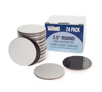 U.S. Art Supply Mini Magnetic Canvas Panels, 24 Pack, 2.5 Inch Round, Primed 8 Ounce Heavyweight Cotton, Small Canvases for Painting Acrylic and Watercolor, White Square Flat Canvas Boards