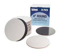 U.S. Art Supply Mini Magnetic Canvas Panels, 24 Pack, 4 Inch Round, Primed 8 Ounce Heavyweight Cotton, Small Canvases for Painting Acrylic and Watercolor, White Square Flat Canvas Boards