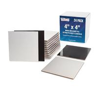 U.S. Art Supply Mini Magnetic Canvas Panels, 24 Pack, 4x4 Inch, Primed 8 Ounce Heavyweight Cotton, Small Canvases for Painting Acrylic and Watercolor, White Square Flat Canvas Boards