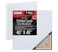 U.S. Art Supply Square Stretched Canvas for Painting 40x40 inch Gallery Depth 1-1/2" Thick, 2-Pack - 17oz Acrylic Gesso Triple Primed, Professional Artist Quality, 100% Cotton - Oil, Pouring Paint