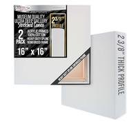 U.S. Art Supply Stretched Canvas for Painting 16" x 16" Museum 2-3/8" Extra Deep Profile, 17oz Acrylic Gesso Triple Primed, Gallery-Style (2 Pack), 100% Cotton, Art Canvases for Painting, Epoxy Resin