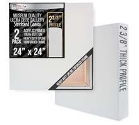 U.S. Art Supply Stretched Canvas for Painting 24" x 24" Museum 2-3/8" Extra Deep Profile, 17oz Acrylic Gesso Triple Primed, Gallery-Style (2 Pack), 100% Cotton, Art Canvases for Painting, Epoxy Resin