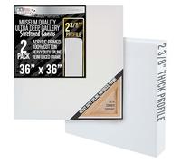 U.S. Art Supply Stretched Canvas for Painting 36" x 36" Museum 2-3/8" Extra Deep Profile, 17oz Acrylic Gesso Triple Primed, Gallery-Style (2 Pack), 100% Cotton, Art Canvases for Painting, Epoxy Resin