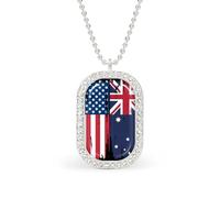 U.S. Australian Flag Funny Pendant Necklace for Women Personalized Fashion Jewelry Diamond Necklaces for Wedding Birthday Gold Silver
