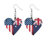 U.S. Australian Flag Novelty Women's Dangle Earrings Fashion Printed Wood Earring Drop Pendants Jewelry