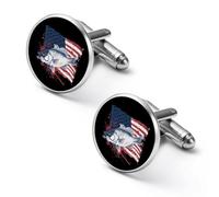U.S. Bass Fish Flag Mens Classic Cufflinks Custom Shirt Cuff Links Jewelry Accessories for Business Wedding 0.7" 0.8"