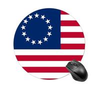 U.S. Betsy Ross Flag Round Gaming Mousepad Rubber Base Desk Mat for Office Laptop Computer