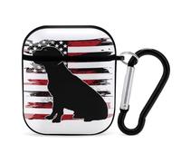 U.S. Black Labrador Dog Flag PC Headphone Case for AirPods 1 And 2 Earphone Cover Earbuds Accessories with Keychain