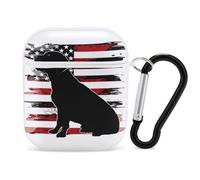 U.S. Black Labrador Dog Flag PC Headphone Case for AirPods 1 And 2 Earphone Cover Earbuds Accessories with Keychain