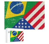 U.S. Brazil Flag Funny Jigsaw Puzzles Wooden Picture Puzzle for Adults Home Decors Gift