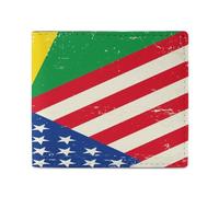 U.S. Brazil Flag Leather Bifold Wallet for Men Slim Card Cases with 2 Slots Minimalist Coin Purs