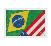 U.S. Brazil Flag Square Diamond Art Kits for Adults 5D DIY Full Drill Painting Gems Wall Arts and Crafts 8"x12"