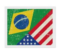 U.S. Brazil Flag Square Diamond Art Kits for Adults 5D DIY Full Drill Painting Gems Wall Arts and Crafts 16"x20"