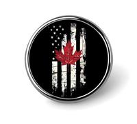 U.S. Canada Flag Round Brooch Pin Lapel Pins Tie Suit Dress Accessories for Men Women Wedding Birthday
