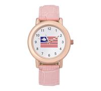 U.S. Canada Flag Wrist Watches for Women Men Quartz Stainless Steel Watch Easy to Read