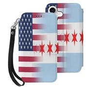 U.S. Chicago City Flag Cell Phone Flip Leather Case Classic Protection Compatible with iPhone 17/17 Air/17 Pro/17 Pro Max