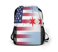 U.S. Chicago City Flag Drawstring Backpack Dry And Wet Separation Sport Travel Beach Gym Sack String Yoga Bag