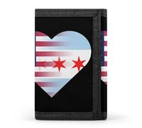 U.S. Chicago City Flag Heart Trifold Wallet Front Pocket with Money and Credit Card Holder for Men Women