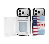 U.S. Chicago City Flag Phone Case Compatible with iPhone 17/17 Air/17 Pro/17 Pro Max Flip Protective Cover with Card Holder