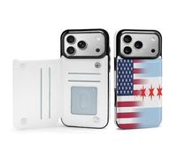 U.S. Chicago City Flag Phone Case Compatible with iPhone 17/17 Air/17 Pro/17 Pro Max Flip Protective Cover with Card Holder