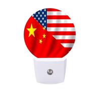 U.S. China Flag Auto Sensor Night Light Plug in Wall White LED NightLight Ideal for Christmas Gifts 11.2x5x7.5cm