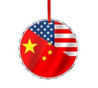 U.S. China Flag Decorative Hanging Glass Ornaments Christmas Tree Decorations Indoor Home Pendant Gifts 1PCS