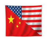 U.S. China Flag Funny Tapestry Large Hanging Flags Polyester Wall Tapestries for Bedroom Living Room 50"x60"