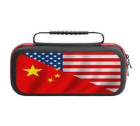 U.S. China Flag Portable Carrying Case for Switch Protective Travel EVA Hard Shells Game Card Storage Pouch Bag