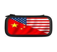 U.S. China Flag Portable Carrying Case for Switch Protective Travel Hard Shells Game Card Storage Pouch Bag