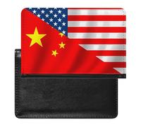 U.S. China Flag Travel Passport Covers Unisex Wallet Holder Slim RFID Blocking Card Case Protector Essentials