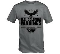 U.S Colonial Marines Warship Sulaco Movie Alien Aliens Sci Fi Retro Tshirt Fashion T-Shirt Men Cotton Tees Streetwear Dark Grey XL